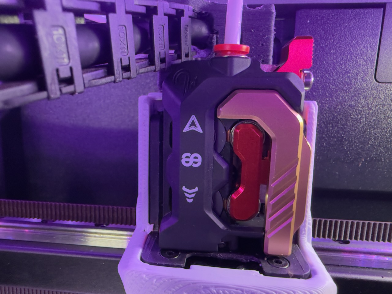 Phaetus DXC2-extruder gemonteerd op een Creality K2 Plus